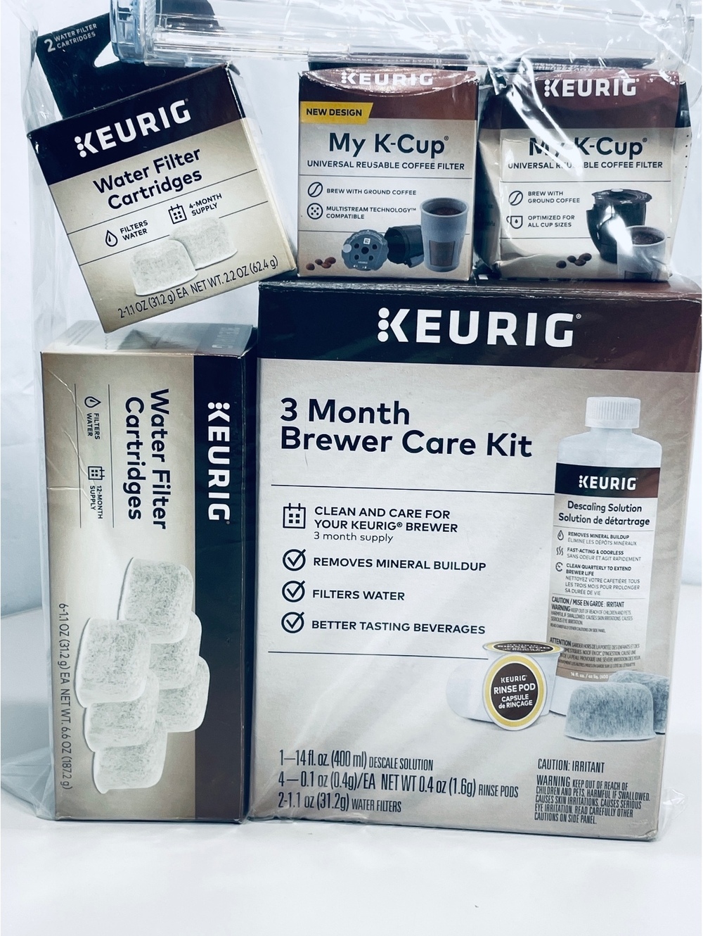 Keurig 3 Month Brewer Care Kit with Water Filter Cartridges and My K-Cup Reusabe